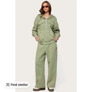 Edikted Olive Green Hoodie and Joggers Set